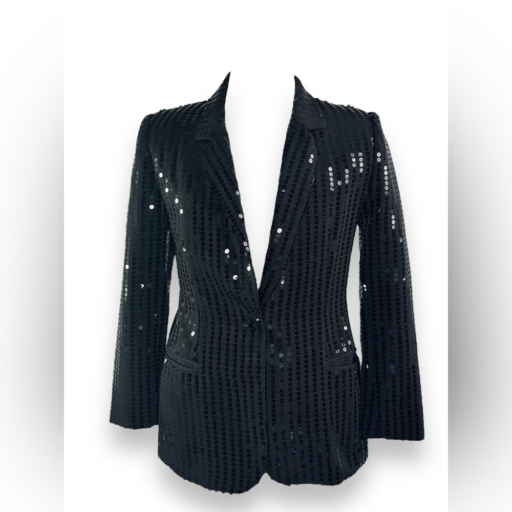 1990s Cach Sequin 1 Button Blazer - image 1